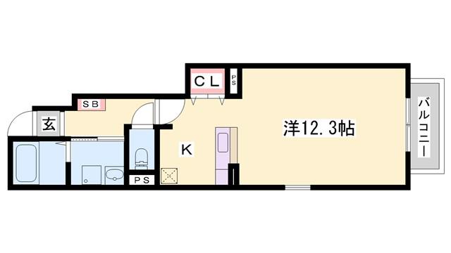 メゾンプラシードII(1K/1階)の間取り写真