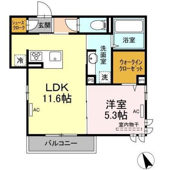 CASAニックスII(1LDK/2階)の間取り写真