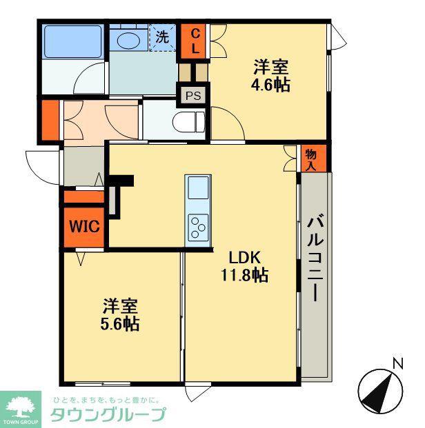 リベルテおおたかの森(2LDK/2階)の間取り写真