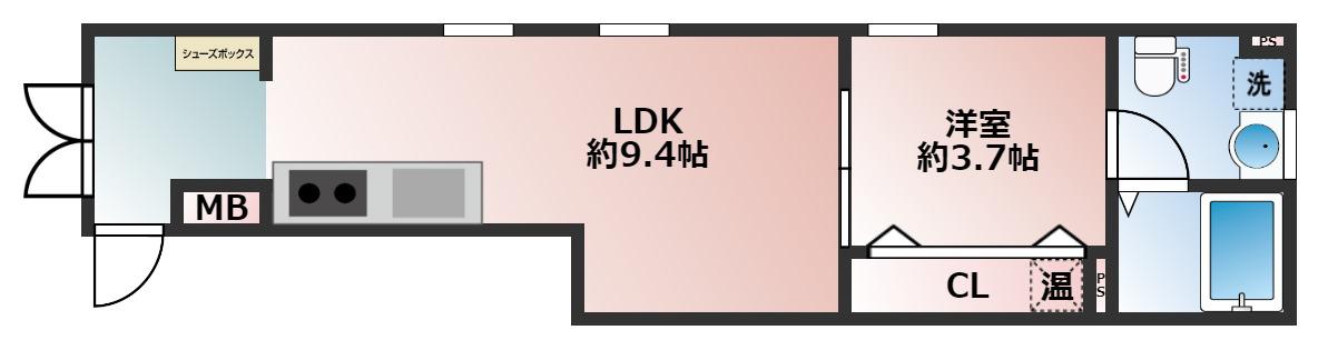 アメニティK(1LDK/3階)の間取り写真
