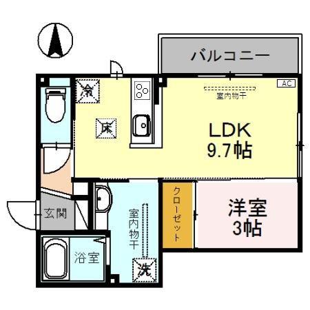 ティセージュ(1LDK/1階)の間取り写真
