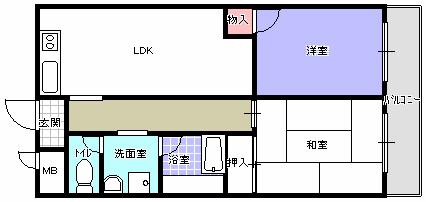 グランディアミアモーレ鈴蘭台(2LDK/3階)の間取り写真