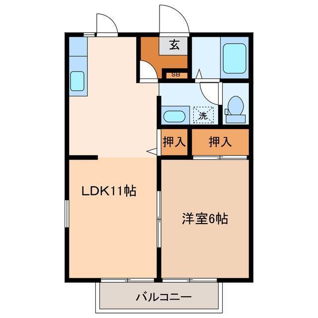 はるる荒川A(1LDK/2階)の間取り写真