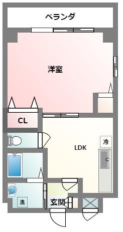 クレステージ北谷(1LDK/5階)の間取り写真