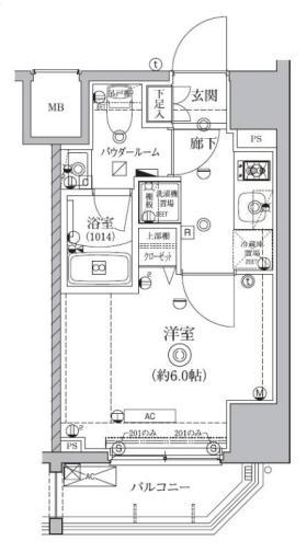 クオリタス南大井(1K/10階)の間取り写真