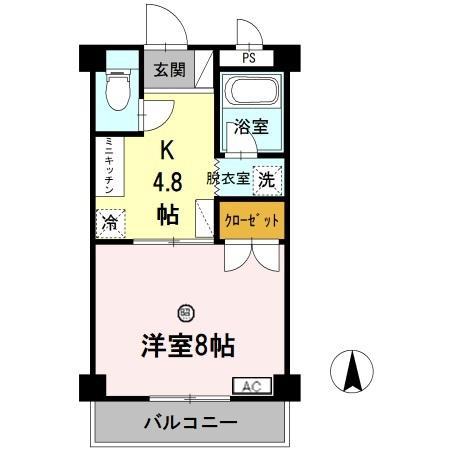 大安寺マンション(1K/3階)の間取り写真