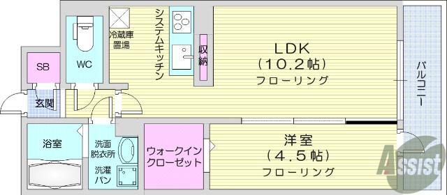 ルミエール(1LDK/1階)の間取り写真