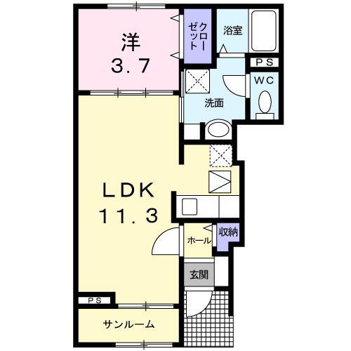 パレット(1LDK/1階)の間取り写真