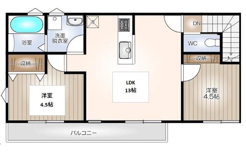 リーブルファイン竹鼻(2LDK/2階)の間取り写真