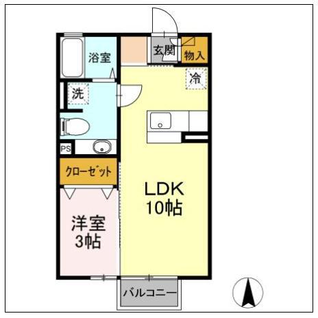 プレーヌハイム(1LDK/2階)の間取り写真