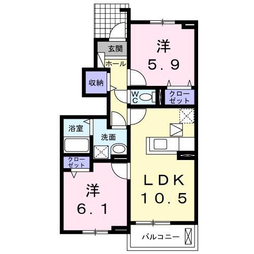 ポノポノシルフE(2LDK/1階)の間取り写真