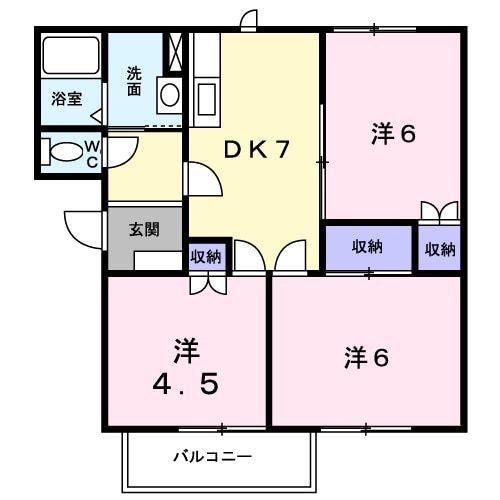 グリーンパレスB(3DK/2階)の間取り写真