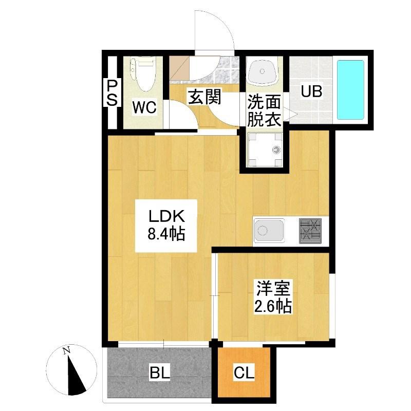 R-SMART尾頭橋(1LDK/3階)の間取り写真