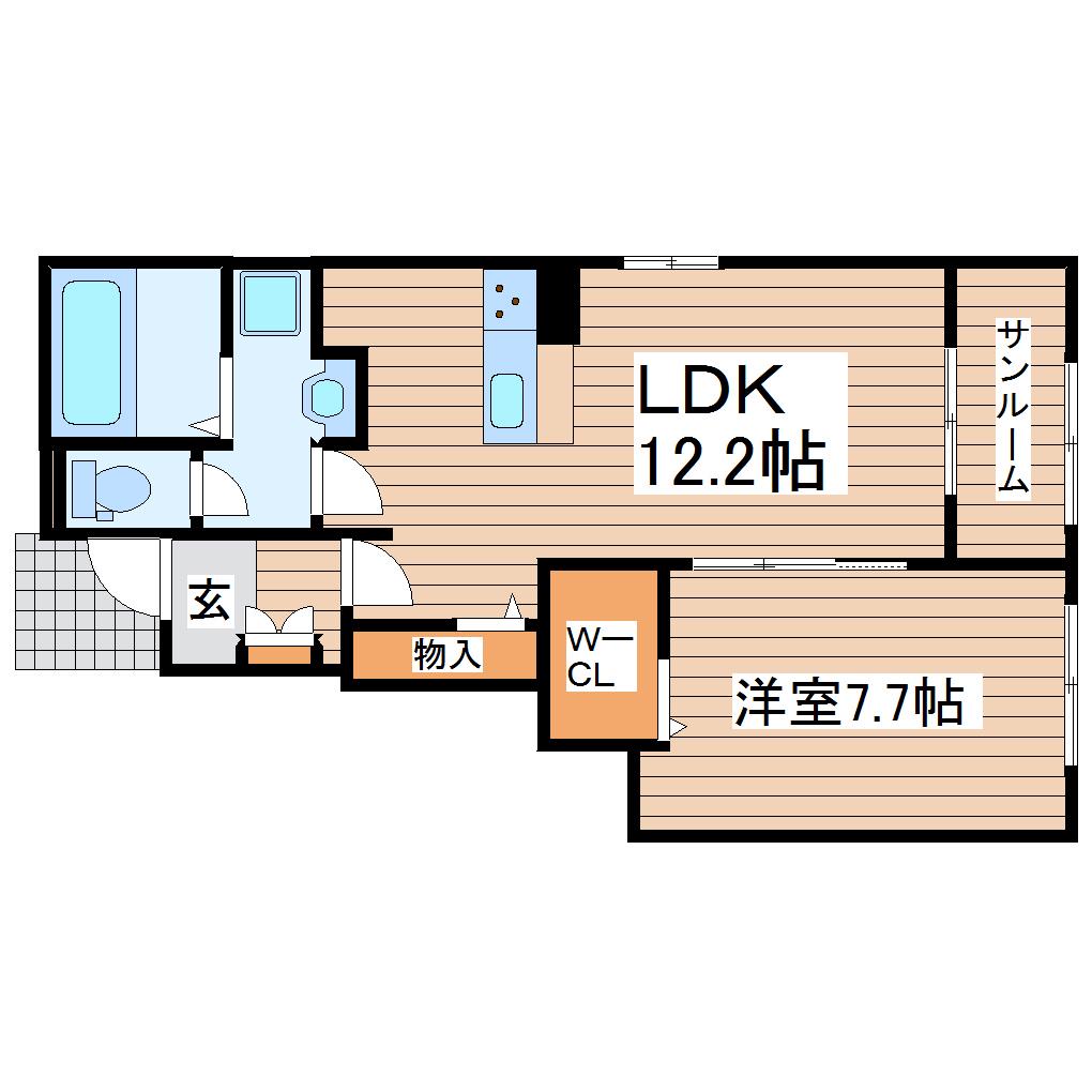 プチ・モンターニュIII(1LDK/1階)の間取り写真