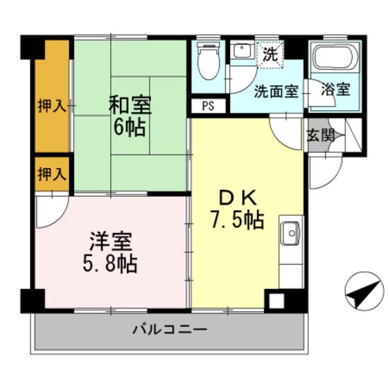 DOIアレイ(2DK/3階)の間取り写真