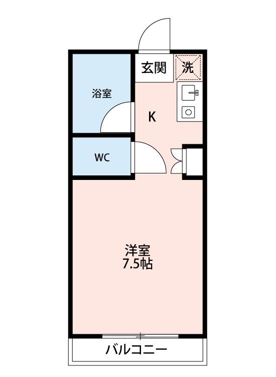 ベルフラット(ワンルーム/2階)の間取り写真