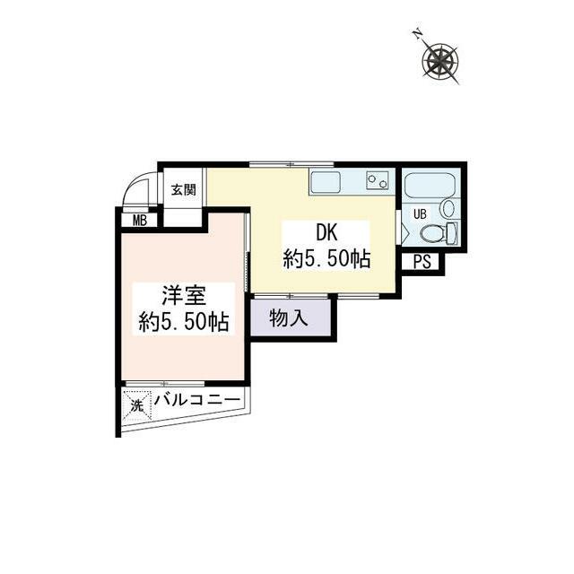 メゾンK(1DK/3階)の間取り写真