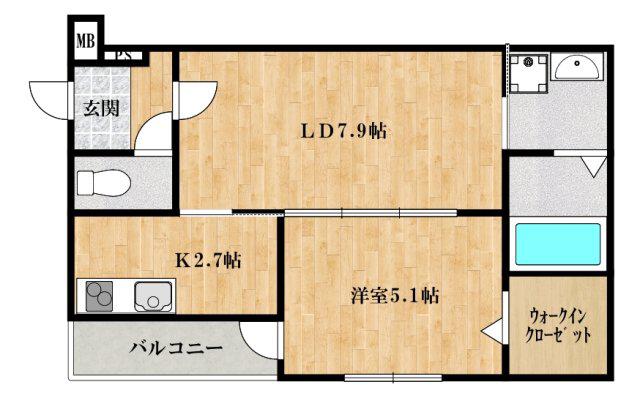 フジパレス住吉遠里小野(1LDK/3階)の間取り写真