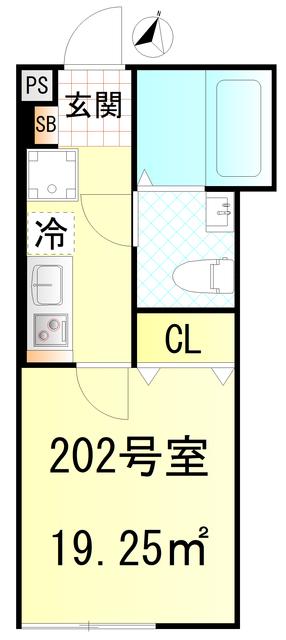 CFジオーレ北綾瀬テラス(1K/2階)の間取り写真