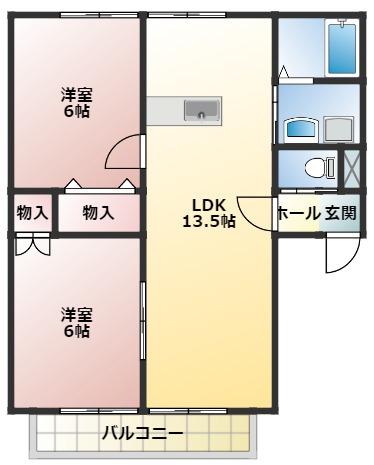 ウエストワン(2LDK/1階)の間取り写真