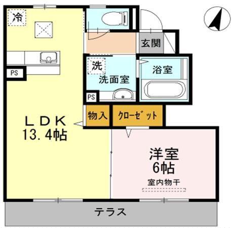 LA MER 桜上水 I(1LDK/1階)の間取り写真