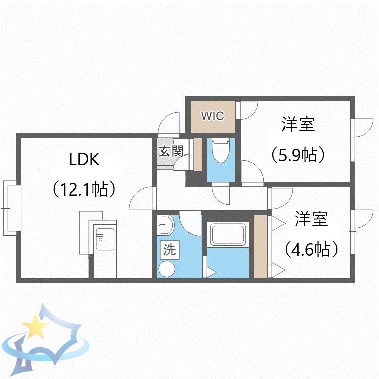 サンヒルズ(2LDK/2階)の間取り写真
