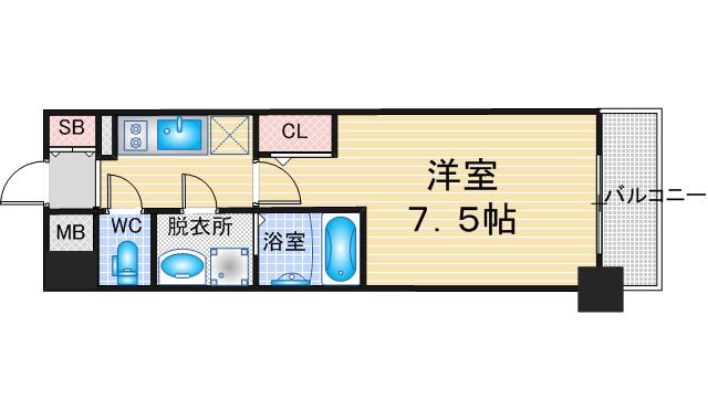 ディアレイシャス名古屋太閤通IV(1K/9階)の間取り写真