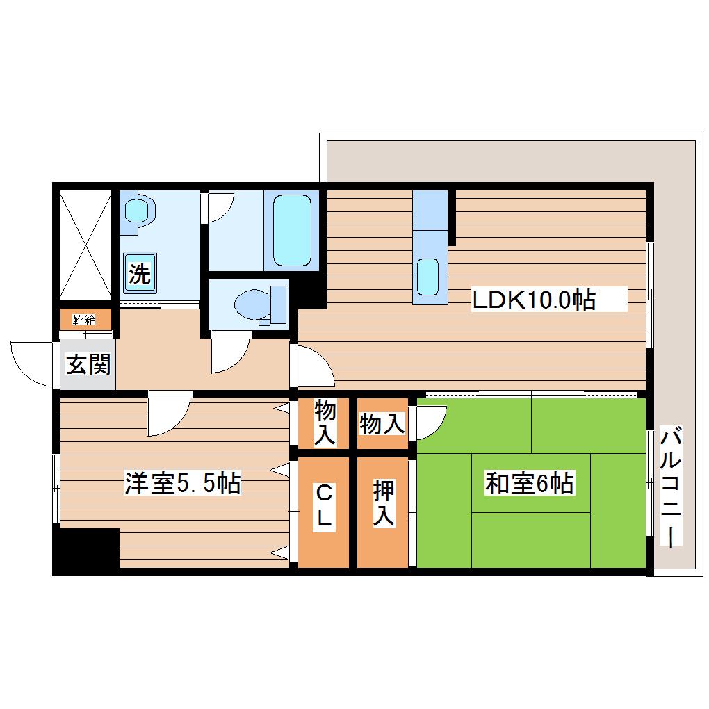 アイーラ渡辺(2LDK/1階)の間取り写真
