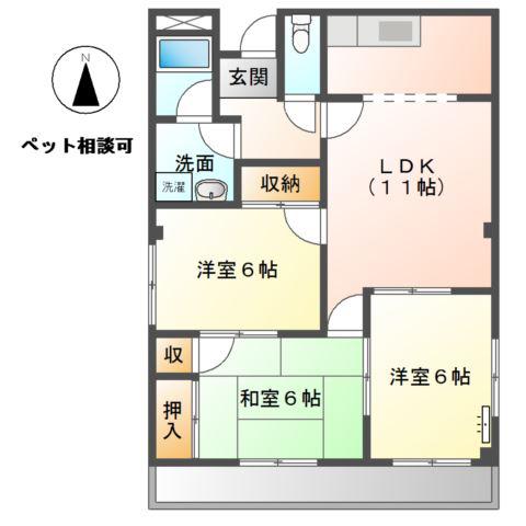 ヨーロピアンタキセイII(3LDK/3階)の間取り写真