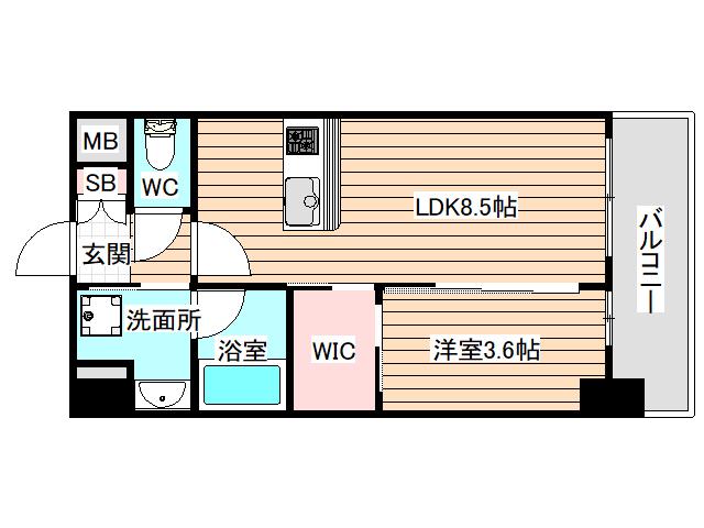 リヴェント福島(1LDK/6階)の間取り写真