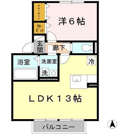 ルミエール(1LDK/2階)の間取り写真