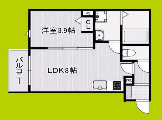 KIT石橋阪大前(1LDK/1階)の間取り写真