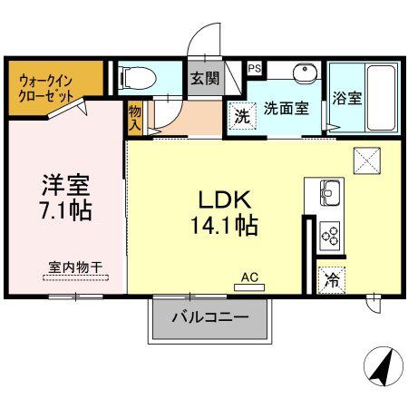D-ROOMシュシュ(1LDK/1階)の間取り写真