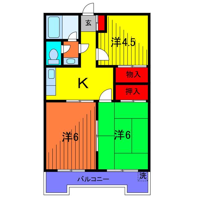 越ゴールデンフラット(3K/3階)の間取り写真