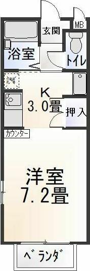 コーポラピット(1K/1階)の間取り写真