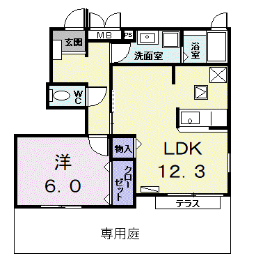 パークサイド横井(1LDK/1階)の間取り写真