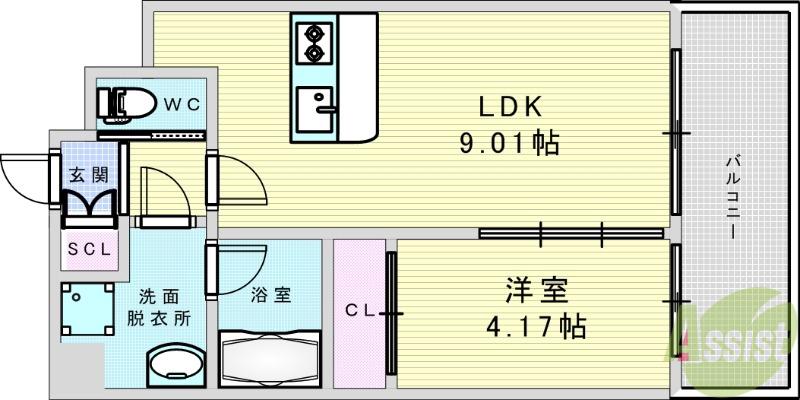 プレジオ緑地公園(1LDK/11階)の間取り写真