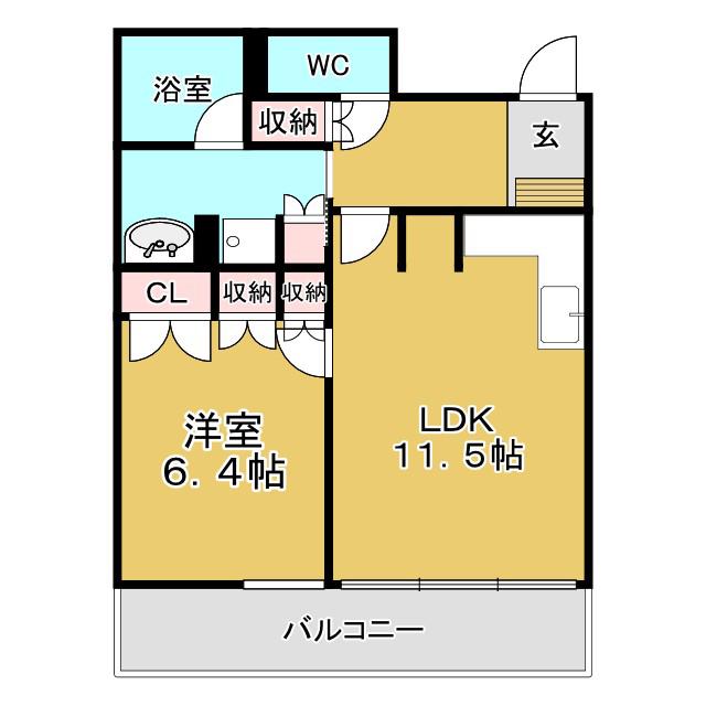 VIA定禅寺(1LDK/5階)の間取り写真