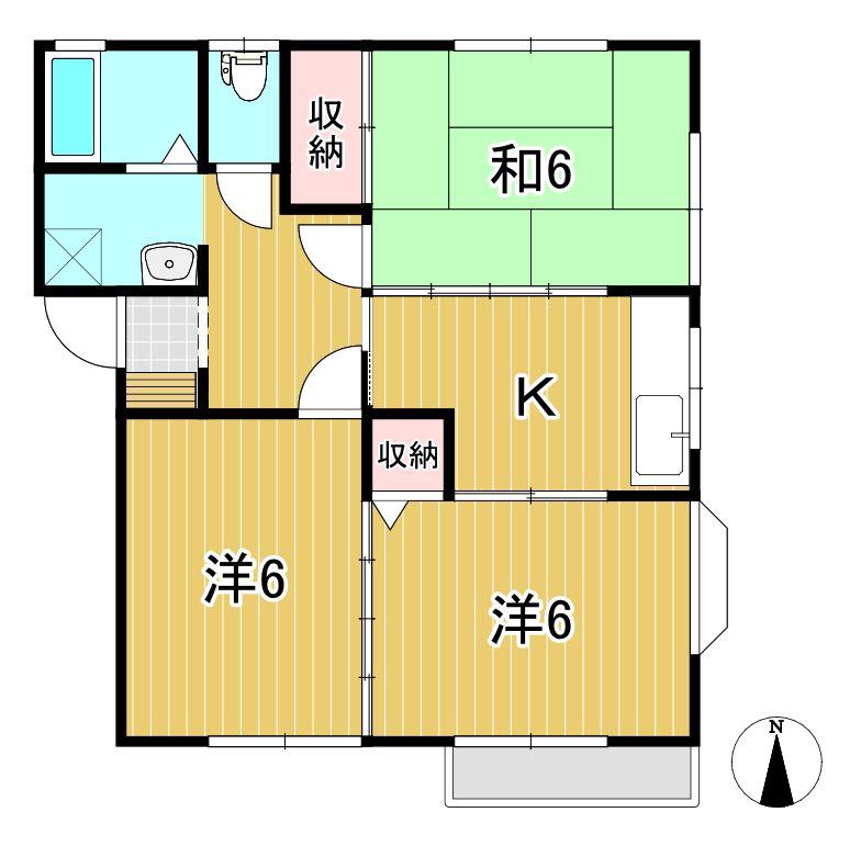 イーズアパートメント B(3K/2階)の間取り写真