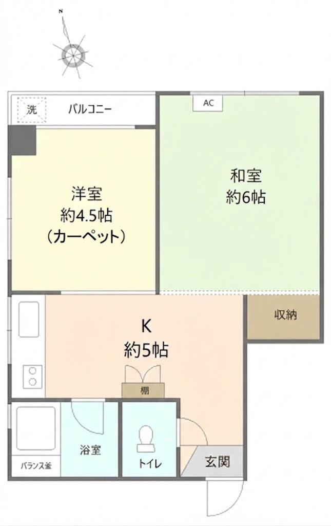 小川ハイツ(2K/3階)の間取り写真