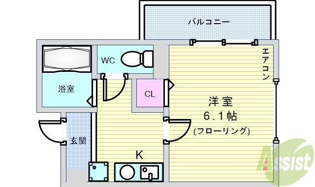 ファミーユ春日(1K/3階)の間取り写真