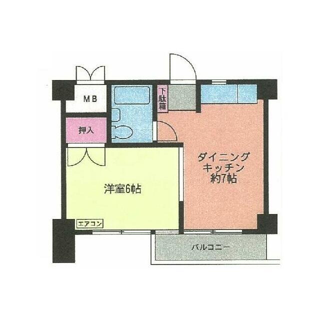 代官町ハウゼック(1DK/2階)の間取り写真