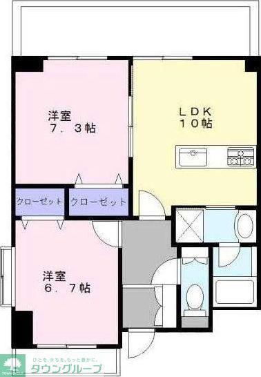 プログレスアサダ(2LDK/5階)の間取り写真