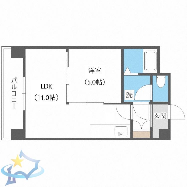 第88松井ビル(1LDK/10階)の間取り写真