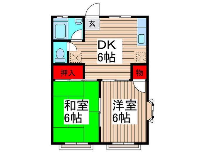 ハイツアネックス(2DK/1階)の間取り写真