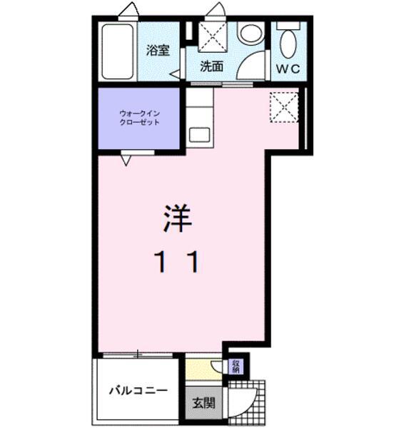 ピュアーズ06 A(1K/1階)の間取り写真