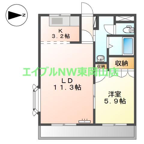 LA・VESTA(1LDK/2階)の間取り写真