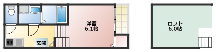 ハーモニーテラス道下町(1SK/1階)の間取り写真