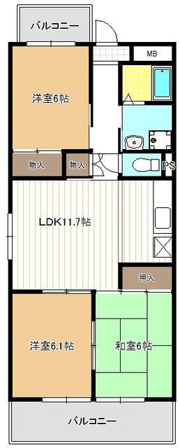 キリンハウス(3LDK/1階)の間取り写真