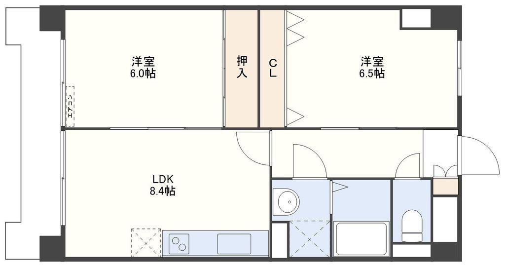 ラングザーム本原(2LDK/2階)の間取り写真